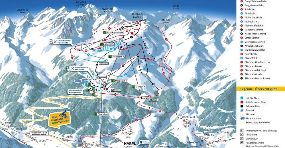 Planul pistelor Zonă de schi Kappl / Paznaun-Ischgl