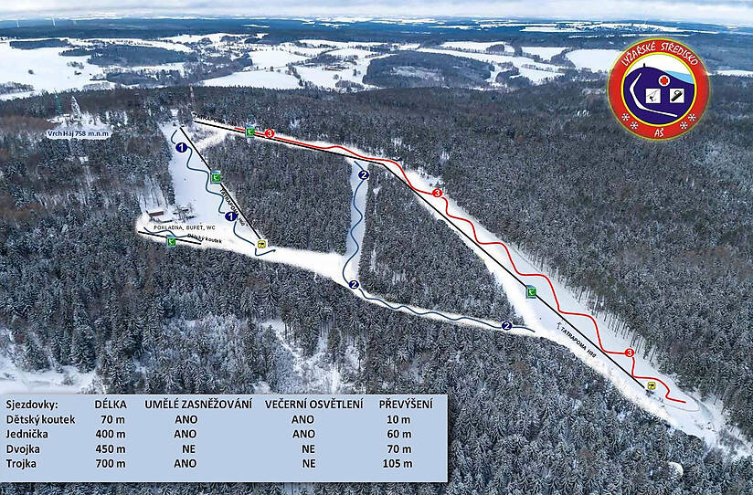 PistenplanSkigebiet Aš / Vrch Haj