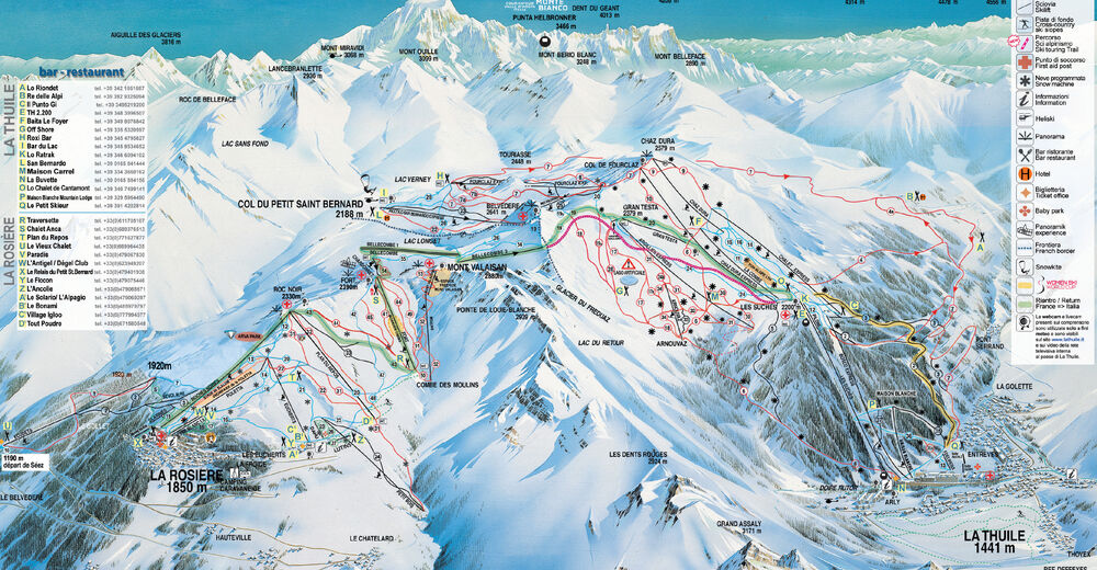 Planul pistelor Zonă de schi La Thuile - La Rosiere / San Bernardo
