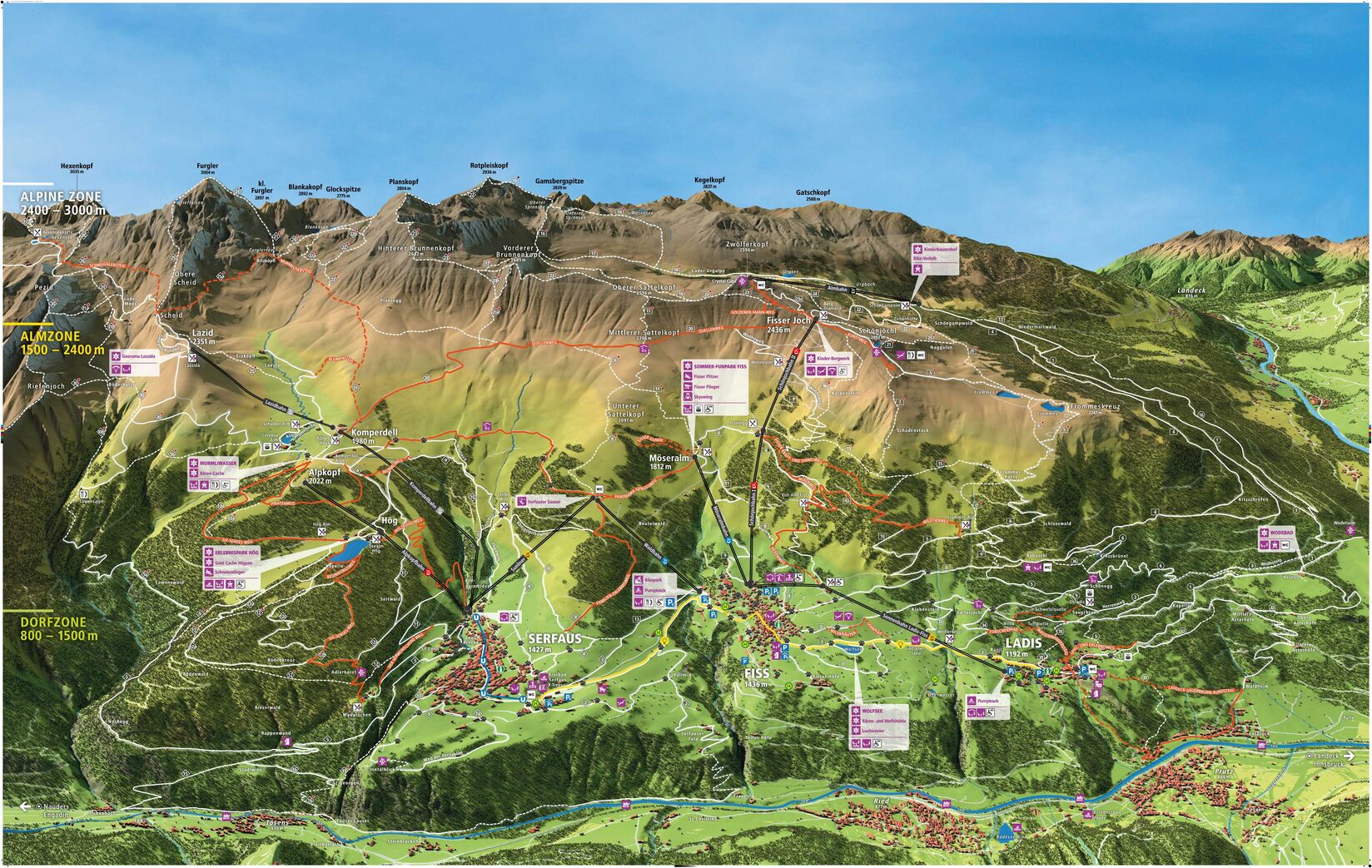PistenplanSkigebiet Serfaus - Fiss - Ladis