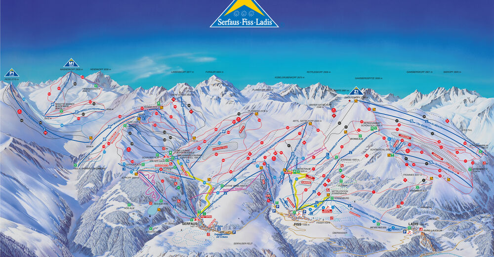 Plan skijaških staza Skijaško područje Serfaus / Fiss / Ladis