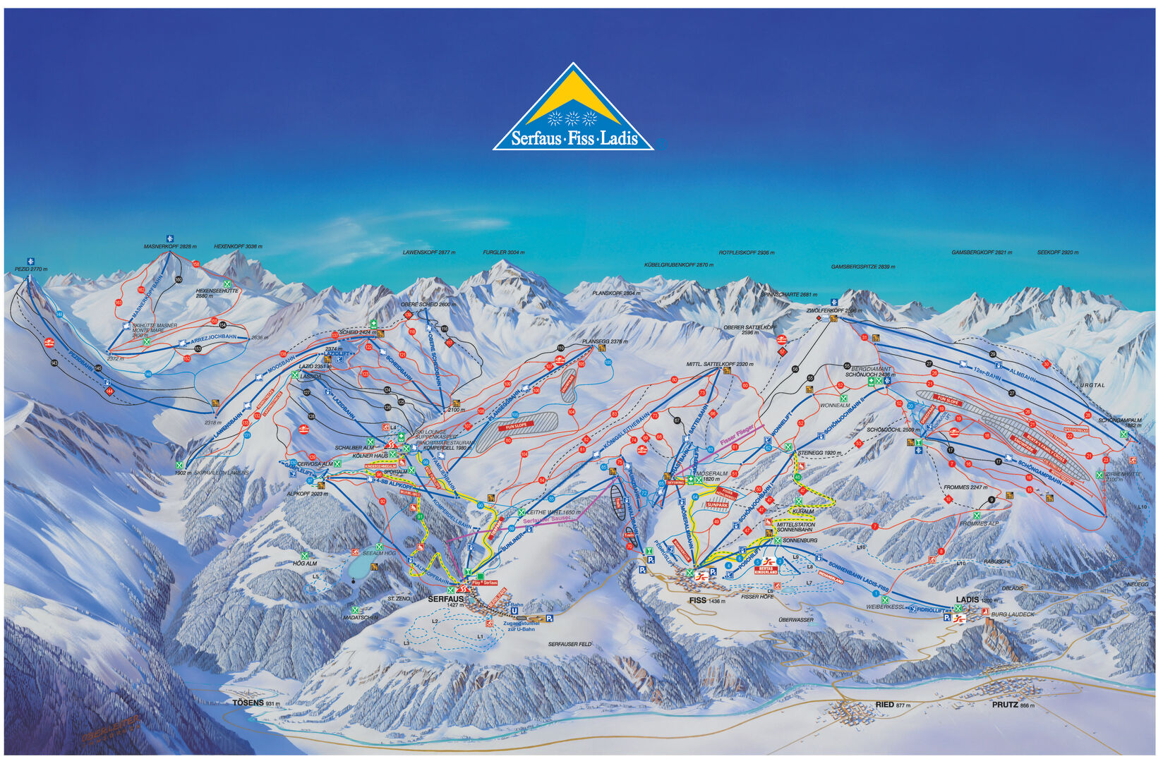 PistenplanSkigebiet Serfaus - Fiss - Ladis