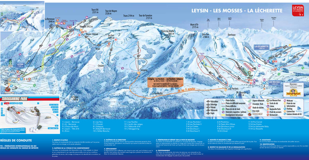 Plan skijaških staza Skijaško područje Leysin - Les Mosses - La Lécherette