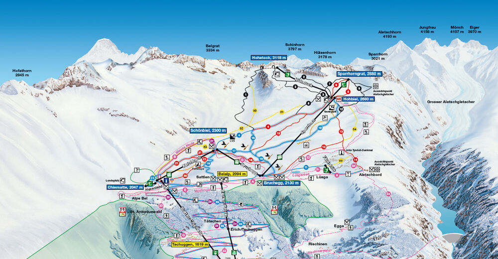 Planul pistelor Zonă de schi Belalp