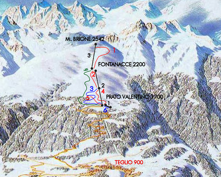 PistenplanSkigebiet Alpe Teglio / Prato Valentino