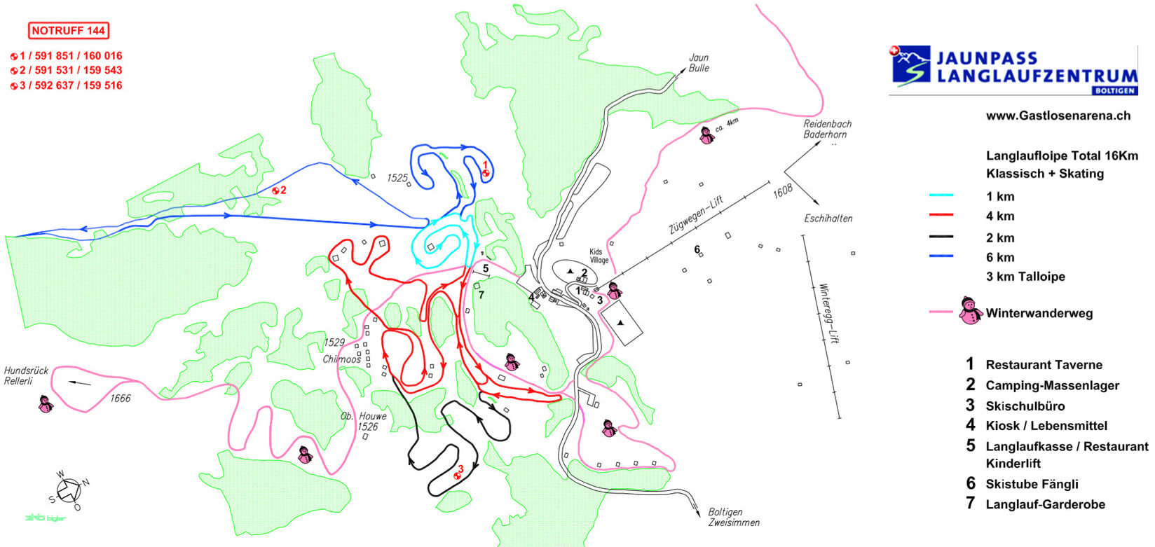BERGFEX: Loipenplan Jaunpass - Boltigen / Simmental: Langlaufen ...