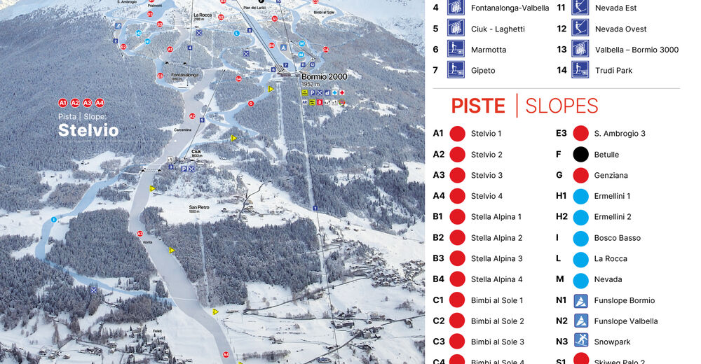 Plan de piste Station de ski Bormio
