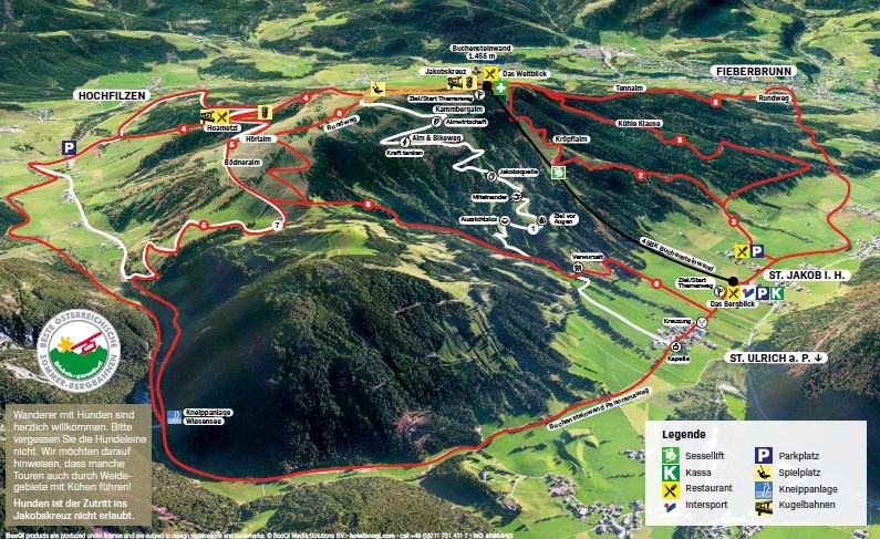 PistenplanSkigebiet Bergbahn Pillersee / Buchensteinwand