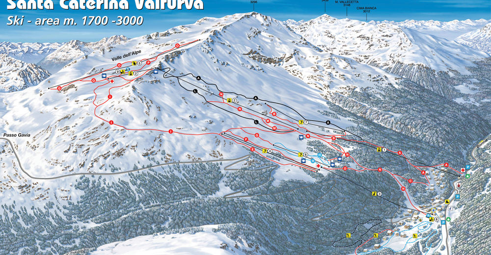 Pistplan Skidområde Santa Caterina Valfurva