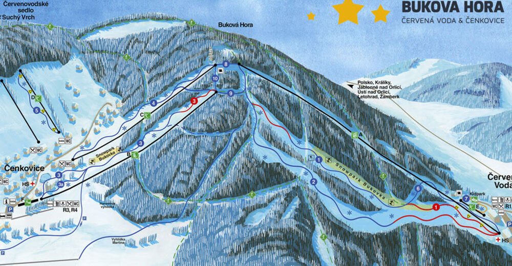 План лыжни Лыжный район Červená Voda