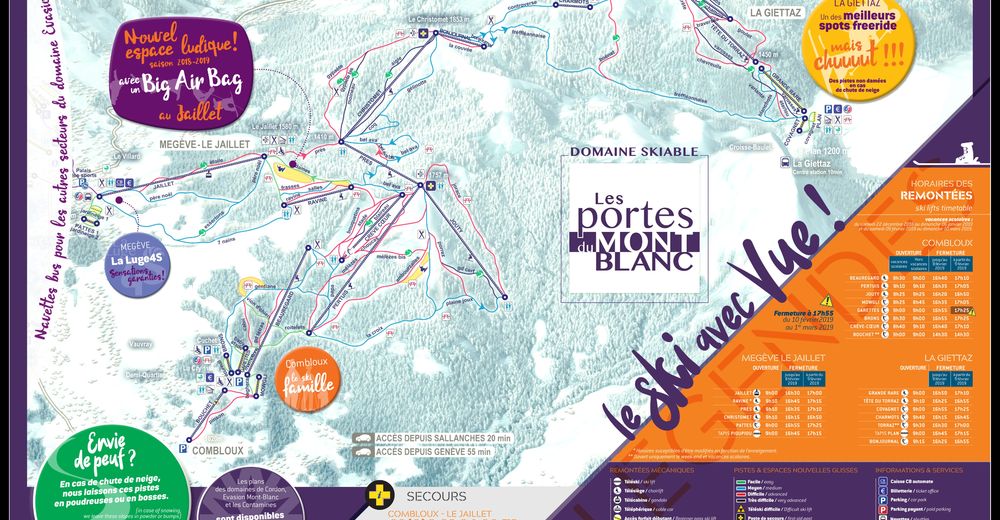 Pistenplan Skigebiet La Giettaz - Portes du Mont-Blanc