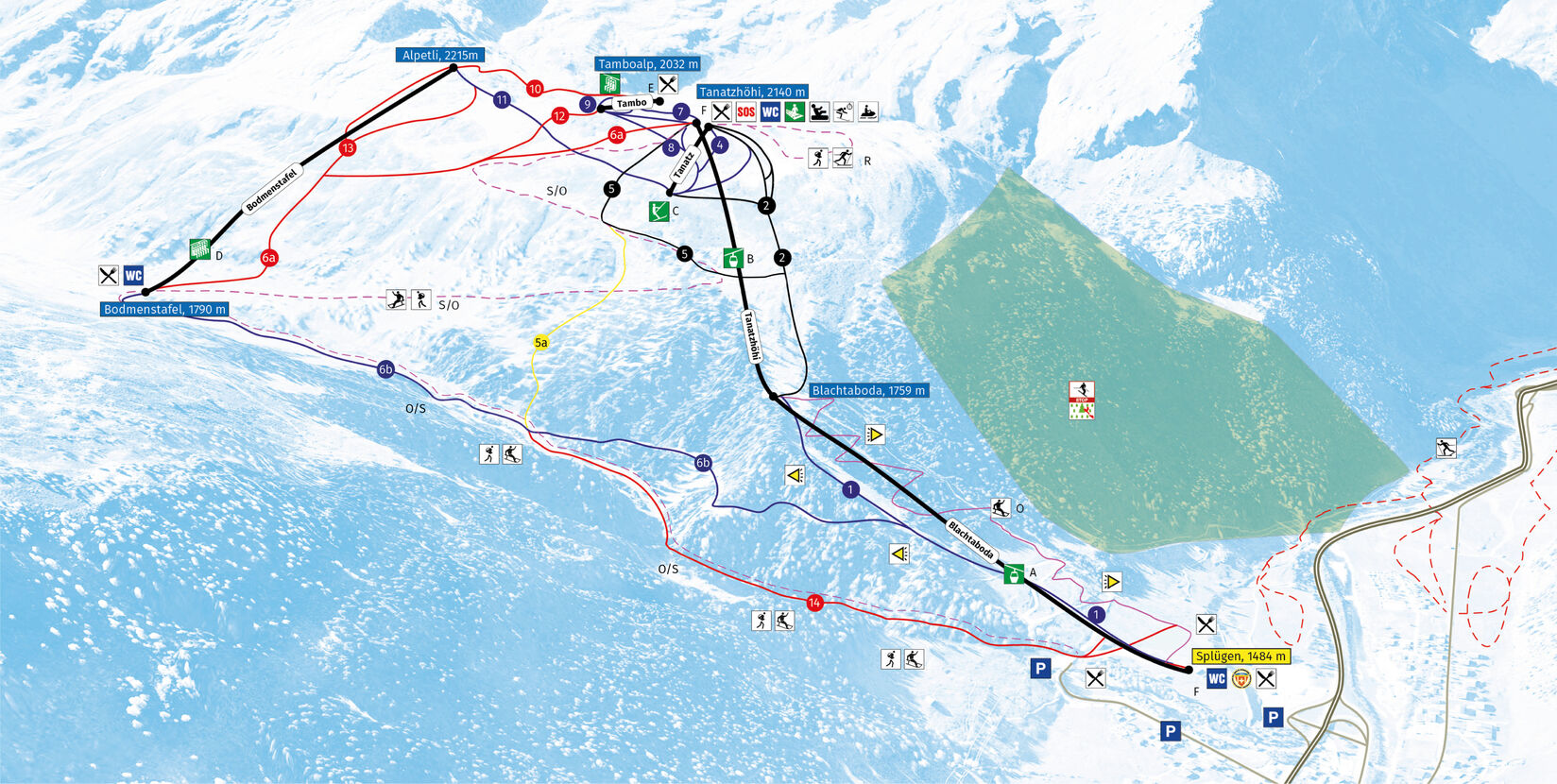 PistkartaSkidområde Splügen / Rheinwald