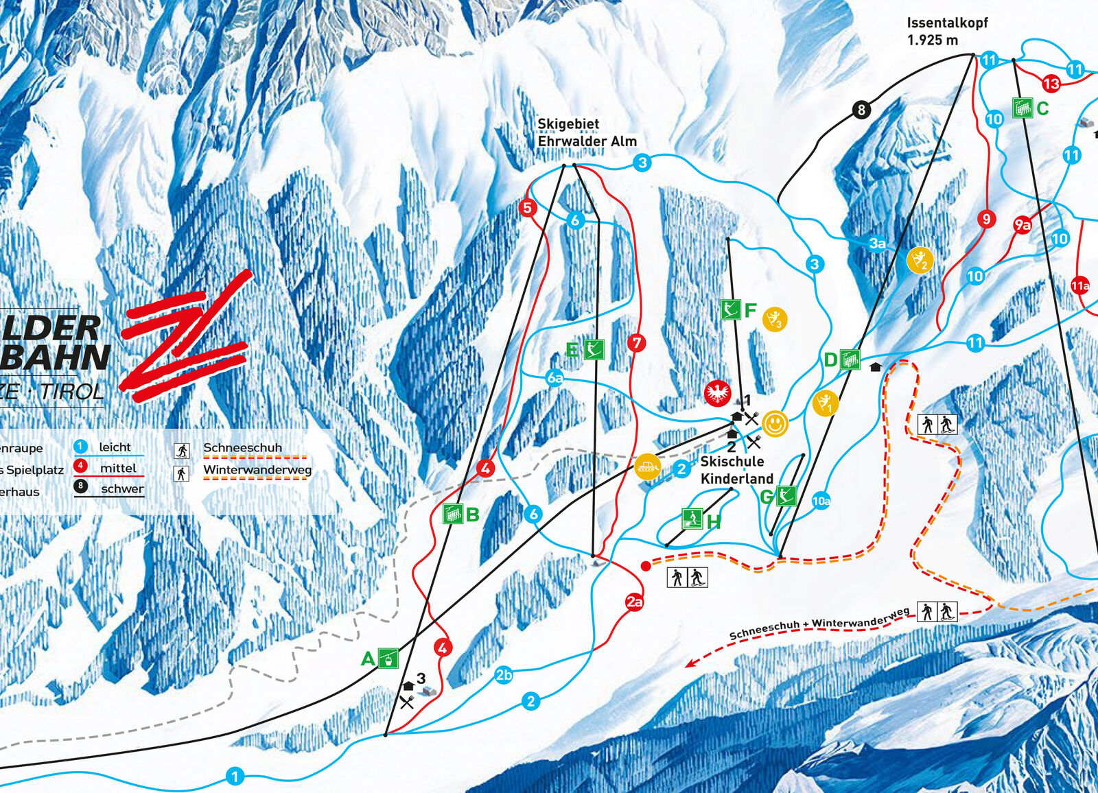 Pistenplan Skigebiet Ehrwalder Almbahn / Ehrwald