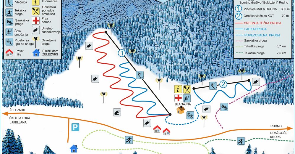 Plan de piste Station de ski Rudno