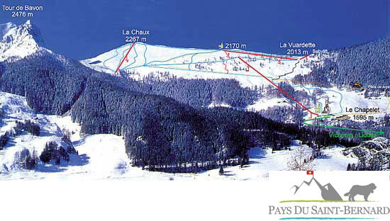 PistenplanSkigebiet Liddes - Vichères