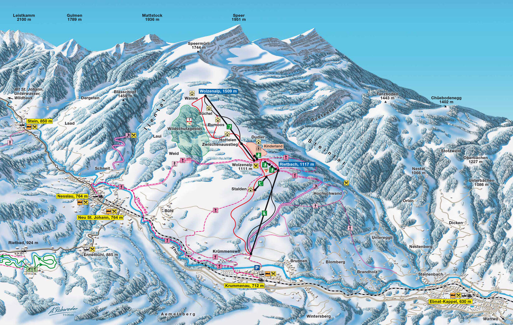 PistenplanSkigebiet Wolzenalp / Krummenau