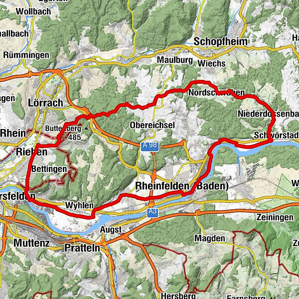 Dinkelberg Radtouren Höhenradweg Dinkelberg Hochrhein BERGFEX