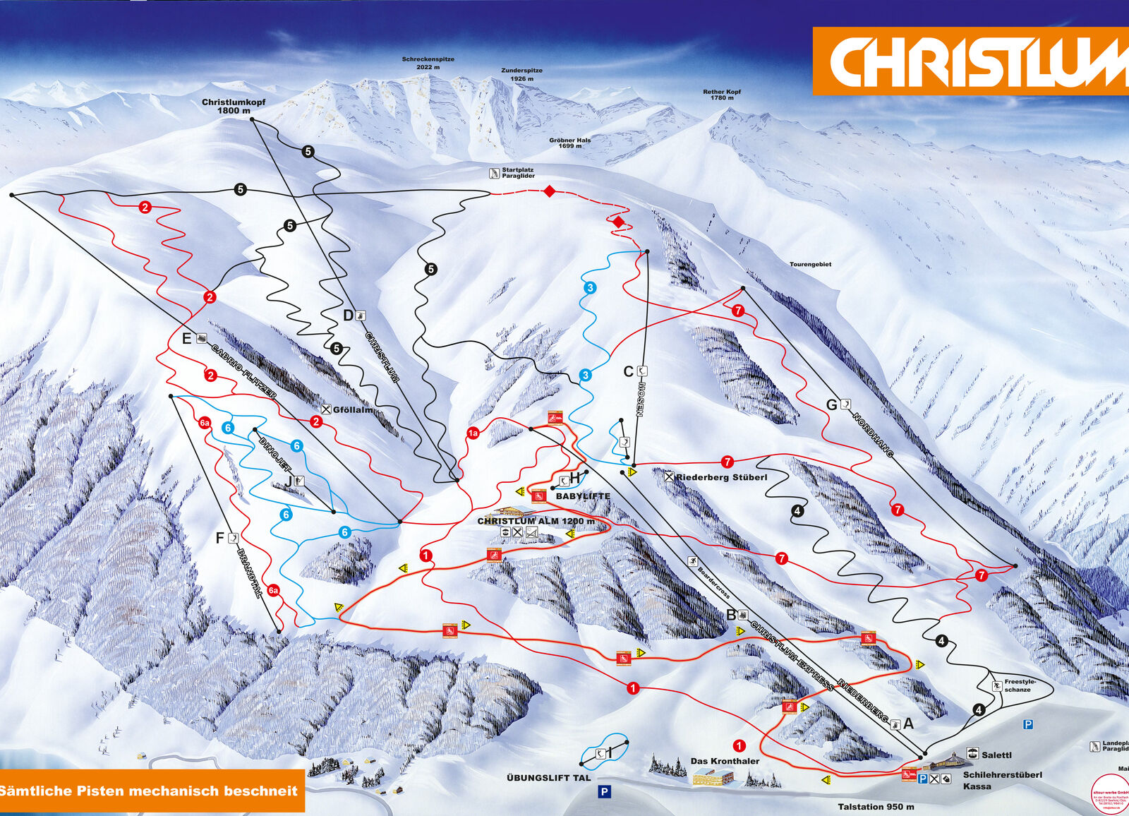 Pistenplan Skigebiet Christlum Achenkirch / Achensee