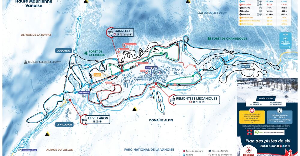 Mappa delle piste Comparto sciistico Bessans