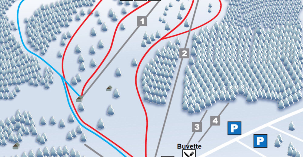 Pistenplan Skigebiet Les Prés-d'Orvin