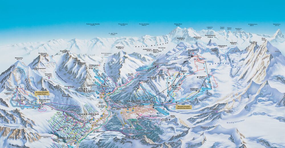 Piste map Ski resort Saas Almagell