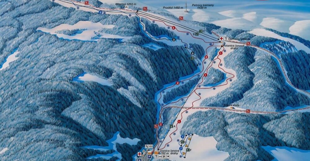 Plano de pista Estación de esquí Bonera Ramzová
