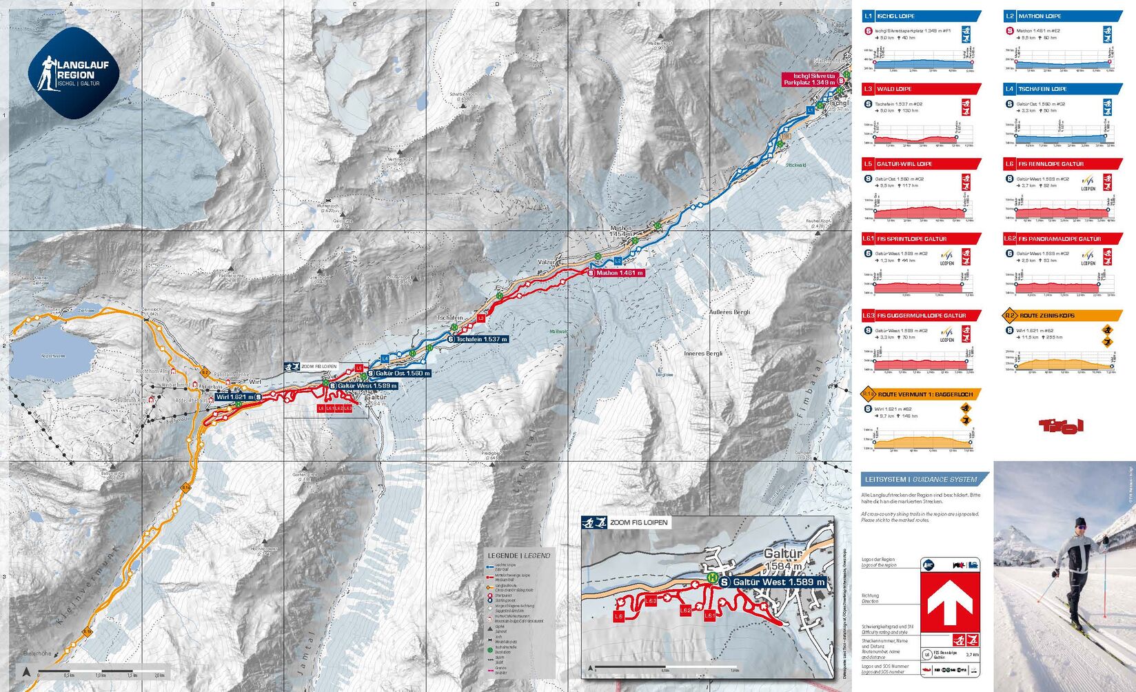 BERGFEX: Loipenplan Paznaun - Galtür - Ischgl - Kappl - See: Langlaufen ...