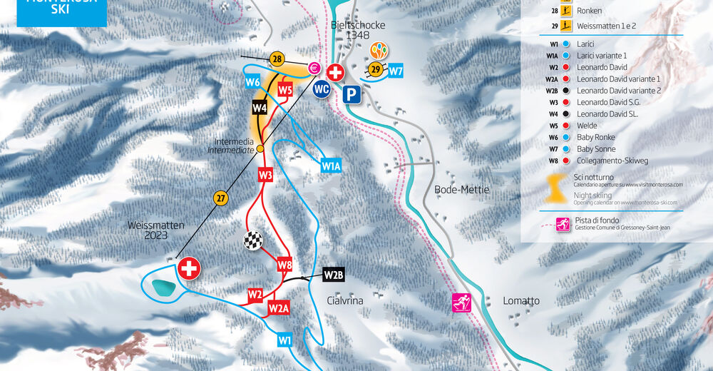 Planul pistelor Zonă de schi Gressoney - Saint Jean
