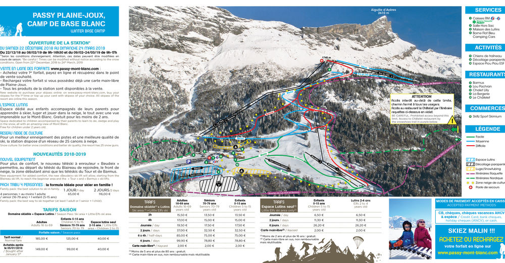 Planul pistelor Zonă de schi Passy Plaine-Joux