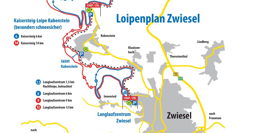 Pistenplan Skigebiet Zwiesel - Skilift Glasberg