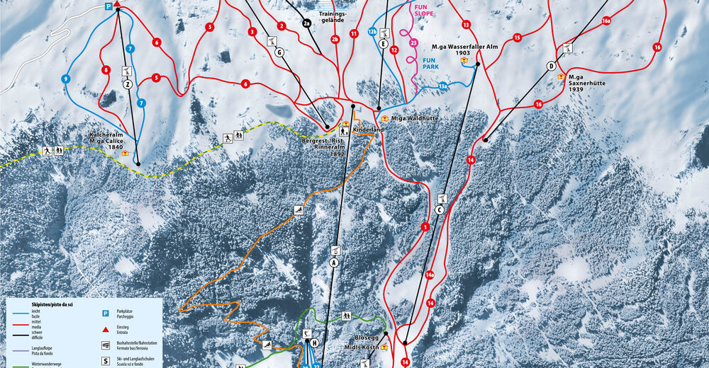 Plan skijaških staza Skijaško područje Ratschings Jaufen