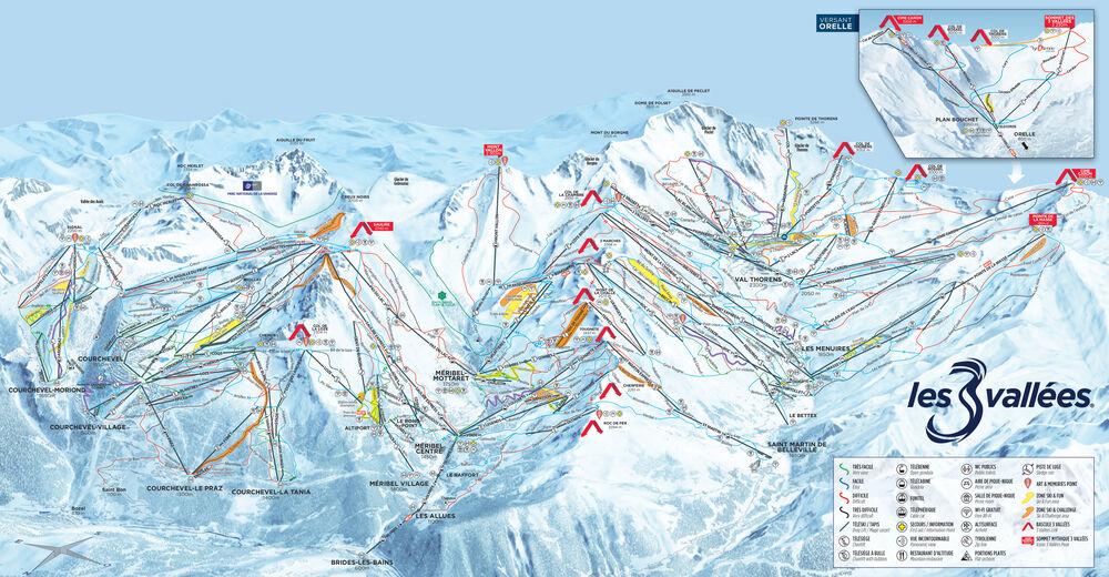 Pistenplan Skigebiet Orelle Val Thorens / Les 3 Vallées