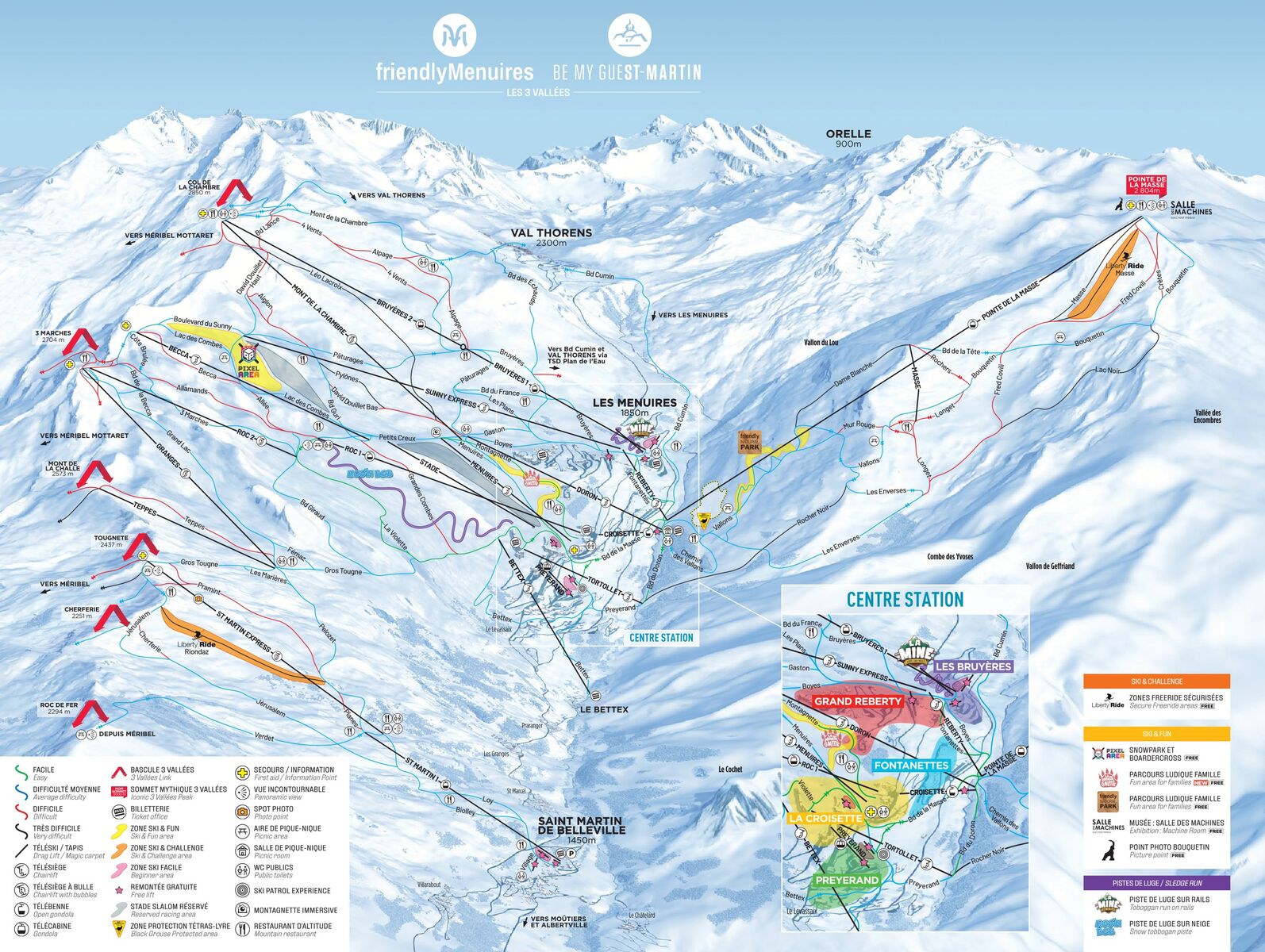 PistenplanSkigebiet Saint Martin de Belleville / Les 3 Vallées