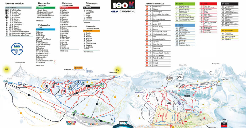 Planul pistelor Zonă de schi Astún