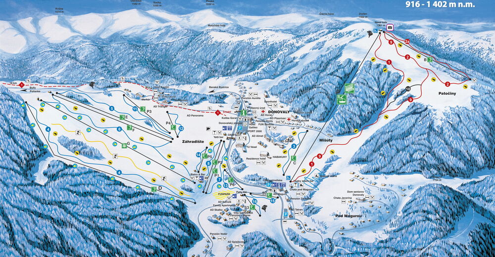 Plan skijaških staza Skijaško područje PARK SNOW Donovaly