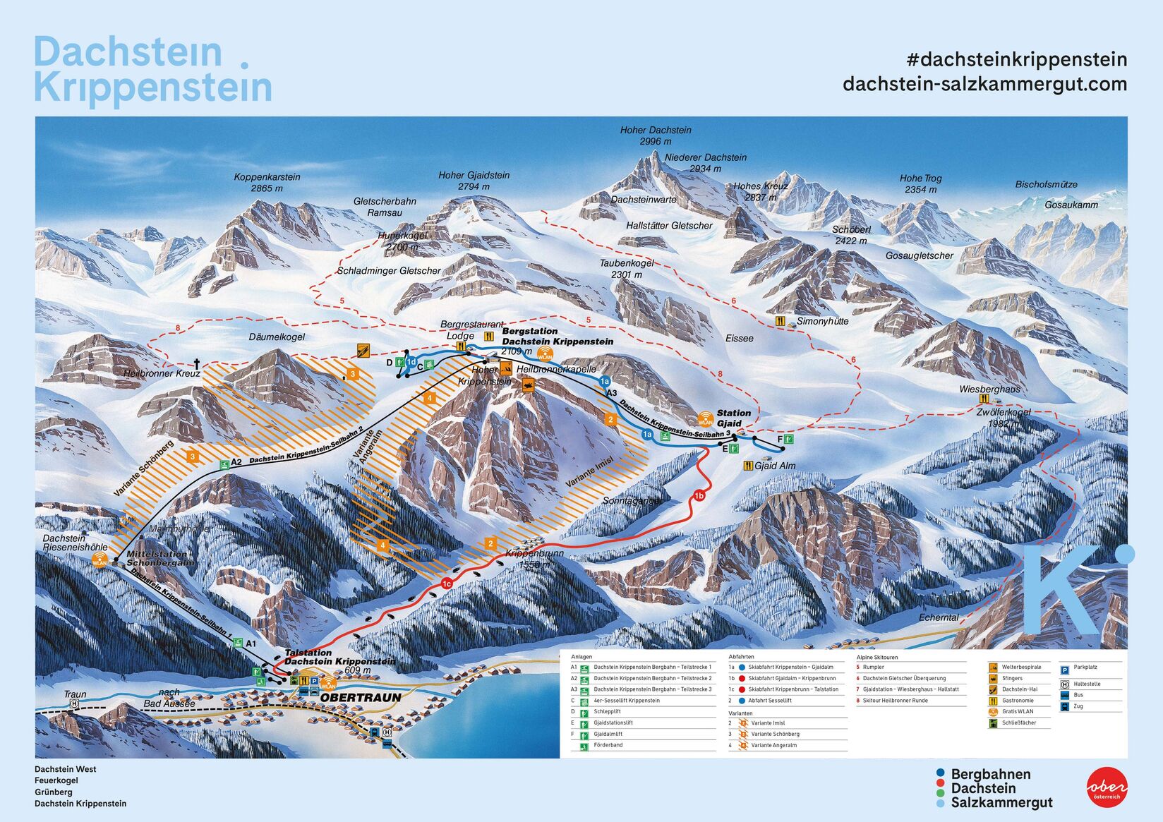 PistenplanSkigebiet Dachstein Krippenstein / Obertraun
