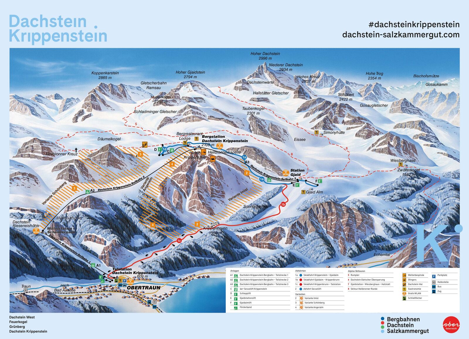 Pistenplan Skigebiet Dachstein Krippenstein / Obertraun Pistenplan Skigebiet Dachstein Krippenstein / Obertraun