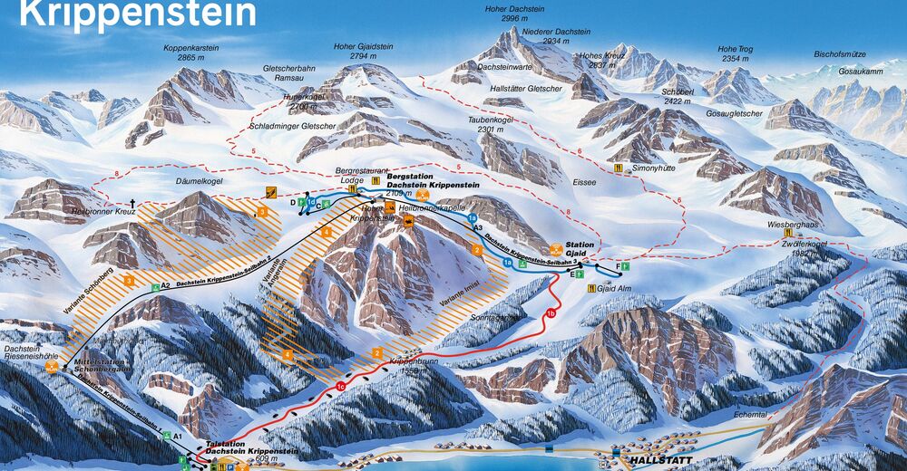 Plan de piste Station de ski Freesports Arena Dachstein Krippenstein / Obertraun