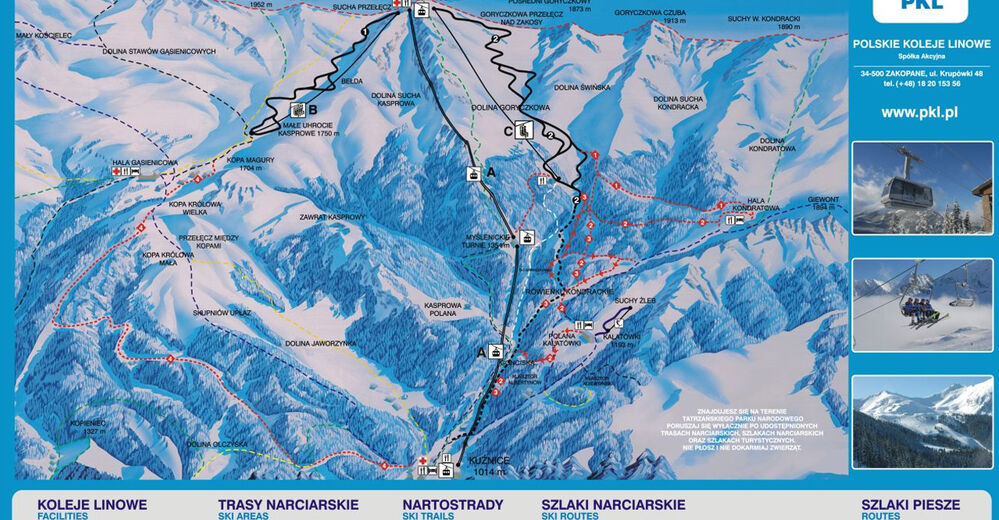 Mappa delle piste Comparto sciistico Kasprowy Wierch / Zakopane