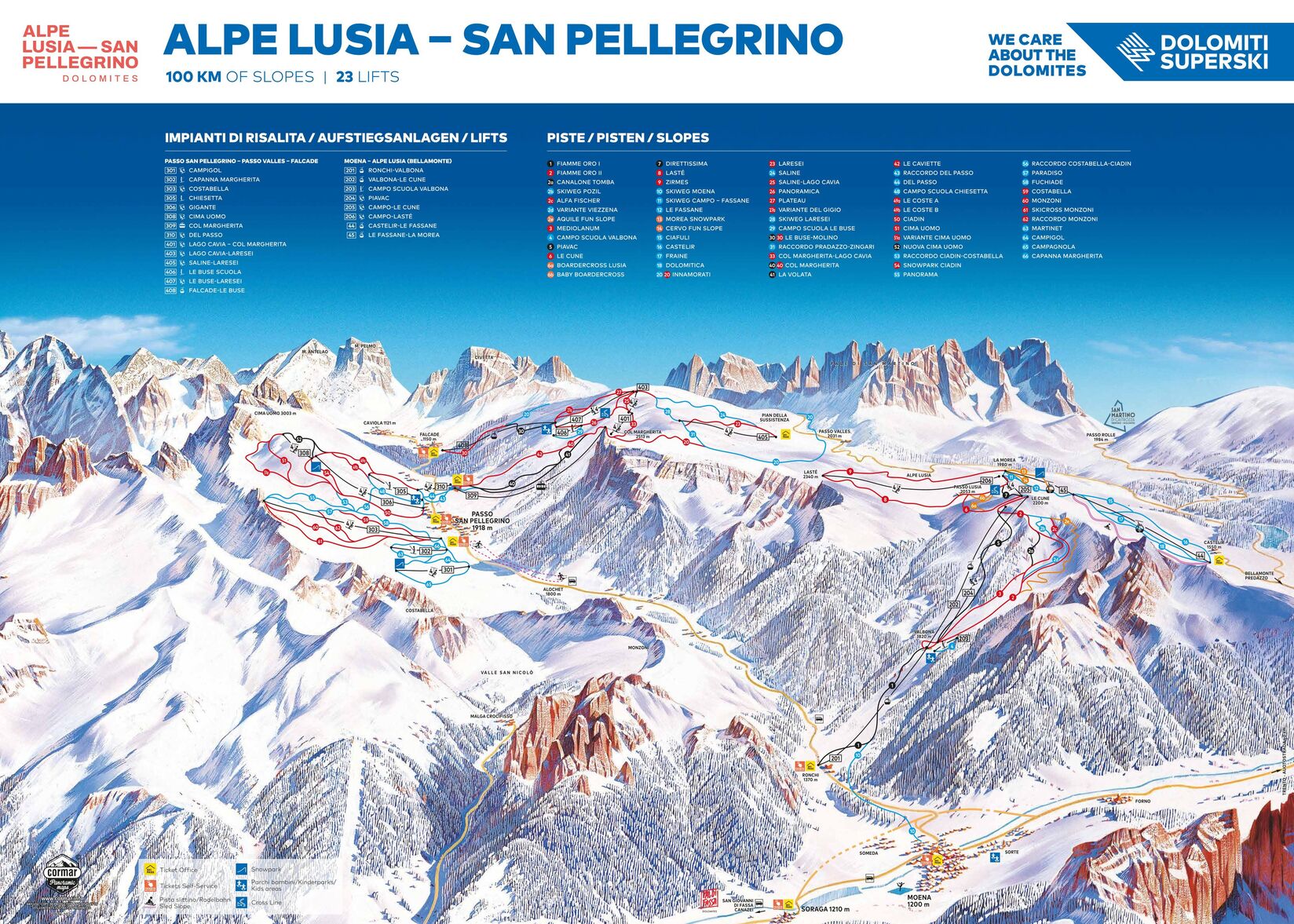 PistenplanSkigebiet Alpe Lusia - Bellamonte