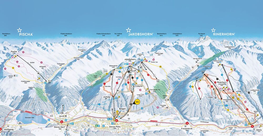 Pistenplan Skigebiet Davos Jakobshorn