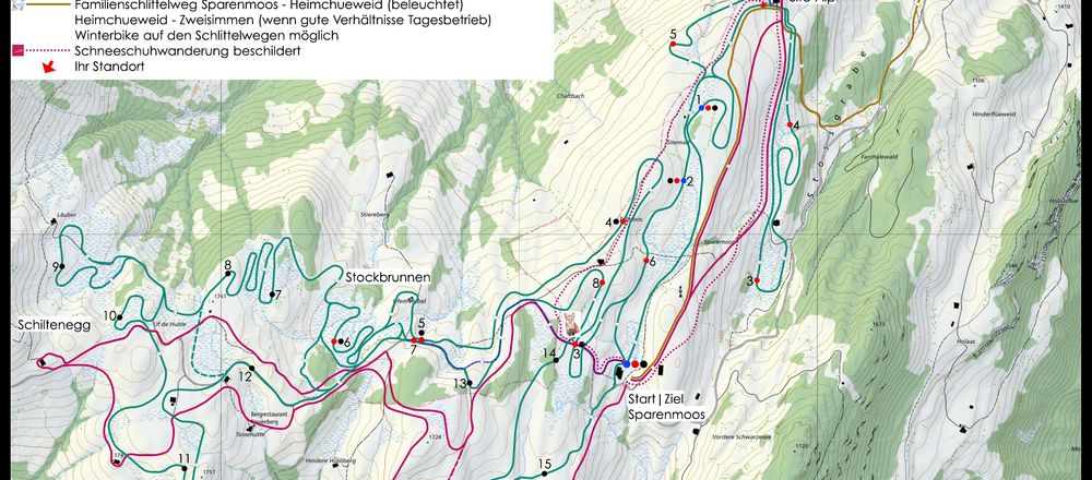 Loipenplan Zweisimmen / Sparenmoos im Simmental