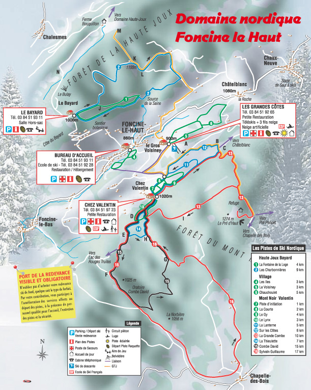 BERGFEX Loipenplan Foncine le Haut Langlaufen Foncine le Haut