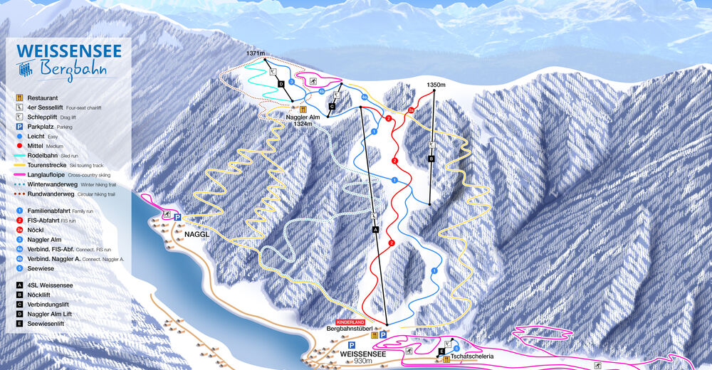 Plan skijaških staza Skijaško područje Weissensee
