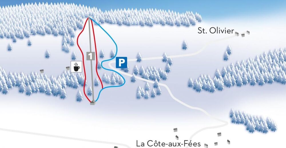 Plan skijaških staza Skijaško područje La Côte-aux-Fées