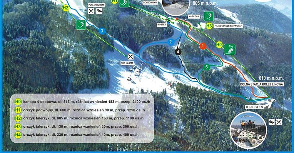 Plan skijaških staza Skijaško područje Soszów