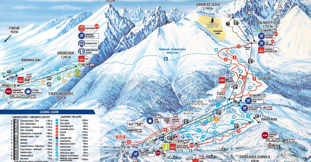 Plano de pista Estación de esquí Starý Smokovec