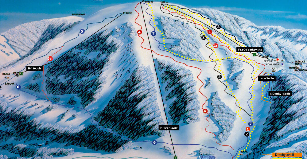 Plan skijaških staza Skijaško područje AKCENT NOVA Šachtičky