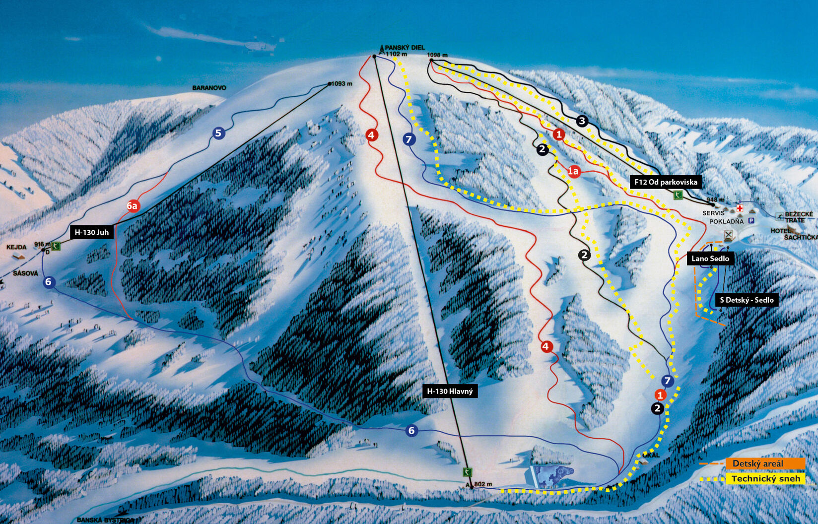 BERGFEX Plano de pista AKCENT NOVA Šachtičky Mapa panorámico AKCENT