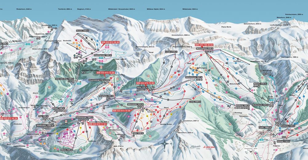 Planul pistelor Zonă de schi Lenk